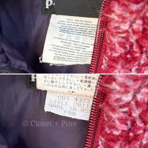 Patagonia‎ Glissade Deep Pile Fleece Pullover Kimono Red Size Large Vintage 90's - Picture 13 of 14
